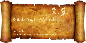 Kubányi Zénó névjegykártya